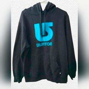 Burton Men’s Hoodie – Size M – Black Pullover – Turquoise Logo Snow Style